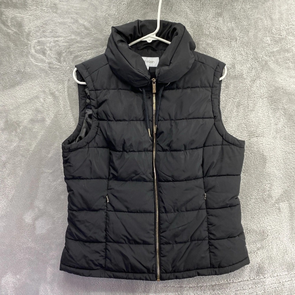 Calvin Klein Black Premium Down Puffer Vest Women's M Zip Pocket